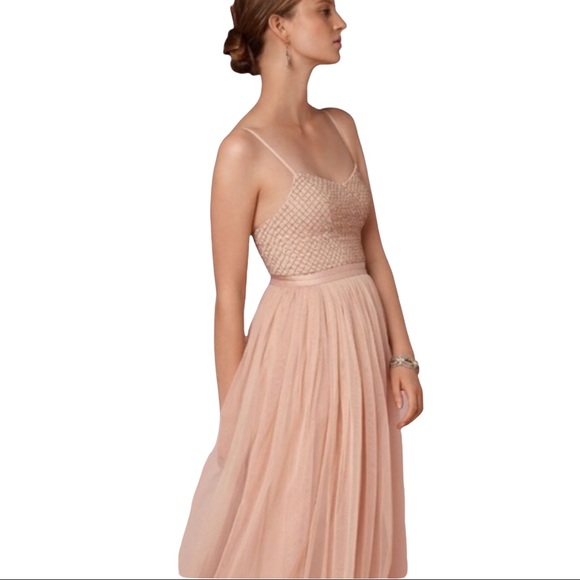 Needle & Thread x BHLDN Coppelia 2 / XS Pink Silver Beaded Bodice Tulle-Skirt - Picture 2 of 10